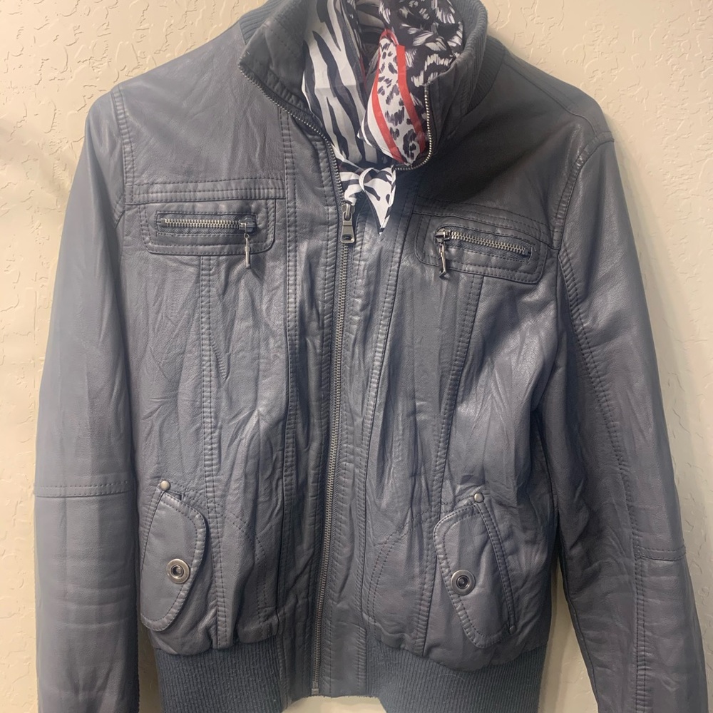 “Pleather” jacket, charcoal grey!